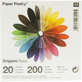 Rico Design Origami Basic 200 Blatt, 7,5 x 7,5 cm