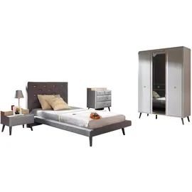 xl moebel gmbh Kindermöbel Bett), Komplete Jugendbett Kinderzimmer Holz grau Set 4tlg