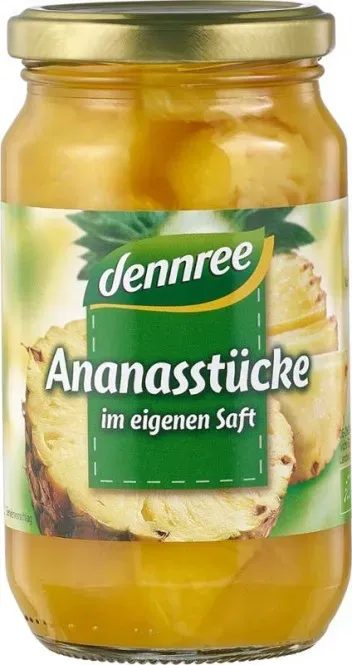 dennree Ananasstücke im eigenen Saft bio