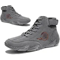 Snrtevu FeelFree – ergonomische, wasserdichte & schmerzlindernde Barfußschuhe für Herbst und Winter, Waterproof Leather Barefoot Shoes Herren orthopädische (Grey,39) - 39 EU