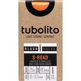 Tubolito S-road Presta 80 mm Orange – 700c – 80-mm-Ventil – schwarz