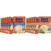 Ben's Original Express-Reis - Multipack - Basmati-Reis (6 x 220g) I Original-Langkorn-Reis (6 x 220g) - 12 Packungen