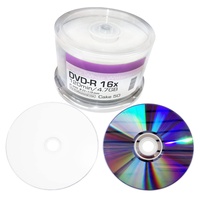 Waterproof High-Glossy DVD-R Rohlinge 4,7 GB Inkjet Printable Nanokeramik Hochglanz Weiß Wasserfest Bedruckbar - 50er Cake-Box