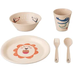 Kindergeschirr-Set KOZIOL "Very Very at Home", beige (almond), 4 tlg., Kunststoff, Geschirr-Sets, (Teller, Schale, Becher, Besteckset), melaminfrei