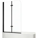 EMKE Emke, - Duschwand, für Badewanne Mattschwarzer Badewannenfaltwand 2-teilig Faltbar, 100x140cm Badewannen-duschwand 6mm Nano-glas