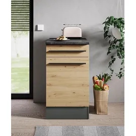 BASIC by Balculina Unterschrank Jazz 50er 50 x 90 x 60 cm Artisan Eiche/Anthrazit