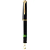 Pelikan Füllhalter Souverän 400, Schwarz, Feder EF (extra-fein), hochwertiger Kolbenfüller im Geschenk-Etui, 994764