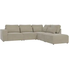 s-style möbel ECKSOFA modularer Leox Beige Samt-Stoff