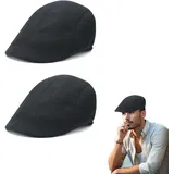 QSZHSL 2 Stück Schirmmütze Herren, Schiebermütze Baskenmütze, Classic Flatcap Damen, Gatsby Newsboy Barett Cap, Golfermütze - Einheitsgröße