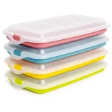 Ibili - Set mit 4 Wurst- und Aufschnittkappen, 4 Deckel à 24,8 x 14,4 x 3,3 cm, BPA-freier Kunststoff, wiederverwendbar, Gelb + Rot + Grün + Blau, Bunt