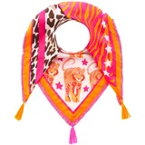 Zwillingsherz Modetuch, mit Allover-Print, Tasseln und kleiner Fransenkante rosa
