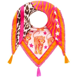 Zwillingsherz Modetuch, mit Allover-Print, Tasseln und kleiner Fransenkante rosa