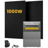 Anker Balkonkraftwerk 1000W Anker SOLIX Solarbank 3 E2700 Pro mit Smart Meter, 0-5x BP2700, (Smart Meter und 2x 500Wp Full Black im Lieferumfang enthalten), Speicher mit integriertem Wechselrichter, All-in-One 2,668kWh Akku