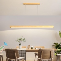 Moderne Dimmbare LED Pendelleuchte Holz Esstisch Hängeleuchte Mit Fernbedienung Pendellampe Linear Design Höhenverstellbar Kronleuchter Lampe für Küchen Esszimmer Büro Leuchte (L150CM)