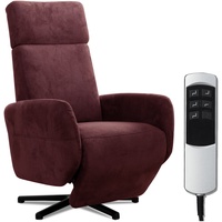 Cavadore TV-Sessel Cobra mit 2 Motoren + Akku / Fernsehsessel mit Liegefunktion, Relaxfunktion / Mit Fernbedienung / Sternfuß, belastbar bis 130 kg / 71 x 110 x 82 / Lederoptik, Rot