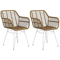 Homcom Esszimmerstühle 2er Set Essstuhl Küchenstühle mit Rückenlehne, Kunstrattan-optik,