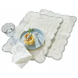 Loberon Platzset 2er Set Fontienne, soft wattiert, mit schöner Struktur, Tischset, Tischdekoration, Osterdeko, Ostern, Ostertafel, Baumwolle, weiß/blau