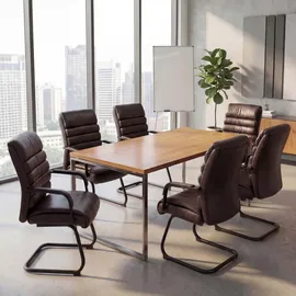 MCW Konferenzstuhl MCW-H31 Kunstleder braun 6er Set