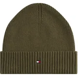 Tommy Hilfiger Herren Strickmütze Flag Cotton Beanie mit Kaschmir, Grün (Foxhunt Green), Einheitsgröße - Einheitsgröße