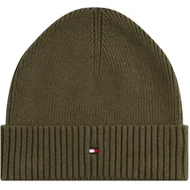 Tommy Hilfiger Herren Strickmütze Flag Cotton Beanie mit Kaschmir, Grün (Foxhunt Green), Einheitsgröße - Einheitsgröße