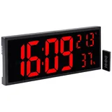 LED Funk-Wanduhr, Jumbo-Uhrzeit, Fernbedienung, Hygro- & Thermometer