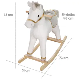 roba Schaukeleinhorn gepolstert Zaumzeug in grau/gold, 63x31x73 cm, ab 24 Monate