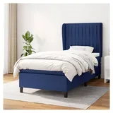 Lattenrost mit Matratze, blau, 90 x 190 cm, Stoff, Plattformbett, mit Lattenhalter, einfache Montage, für Schlafzimmer, Erwachsene