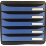 Exacompta - Artikelnummer: 3097100D - BIG BOX PLUS - 5 Schubladen für Dokumente A4+ - aus PS Antimikrobiell - Außenmaße: Tiefe 34,7 x Breite 27,8 x Höhe 27,1 cm - Blau