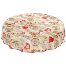ANRO Tischdecke Wachstuchtischdecke Rund Ø 120 cm Rot