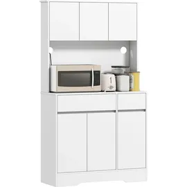 Homcom Küchenschrank Buffetschrank mit Arbeitsplatte 100 x 38 x 180 cm Weiß