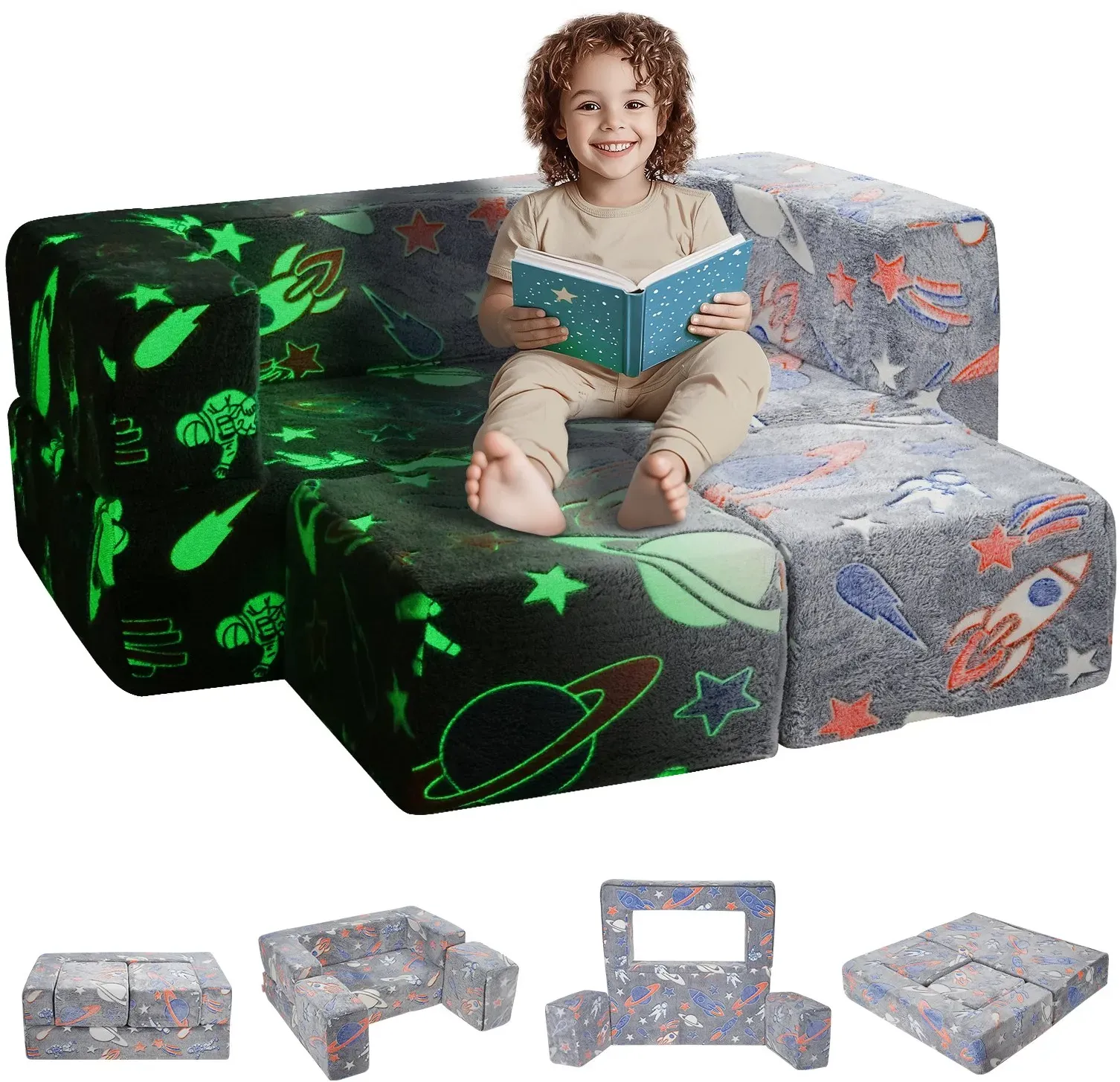 VEVOR Spielsofa Modulsofa Spielmöbel Modulares Kindersofa Grau 100x100x20cm