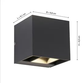 Selltec Außenleuchte Metall 10x10 cm inkl. LED warmweiß anthrazit
