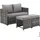 Tectake 2-in-1 Rattanlounge-Set Gartenmöbel grau