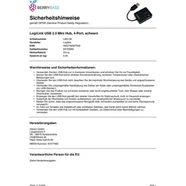 Logilink USB 2.0 Hub 4-Port Smile 4 Port Schwarz