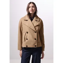 Cabanjacke STREET ONE STUDIO, Damen, Gr. 40, braun (button braun meliert), Stoff, Obermaterial: 90% Polyester, 10% Viskose; Futter: 100% Polyester, unifarben, casual, oversize normal, V-Ausschnitt, Langarm Bündchen, Jacken, mit Reverskragen