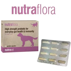 NUTRAVET Nutraflora für Hunde & Katzen 48 Kapseln - Ein Probiotikum, das die tägliche Darm- und Immungesundheit stark unterstützt