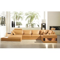JVmoebel Ecksofa Big xxl ledersofa sofa Couch polster eck lounge form wohnlandschaft beige