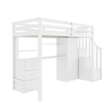 AUTOLOCK Etagenbett mit Schreibtisch und Kleiderschrank 90 x 200 cm weiß