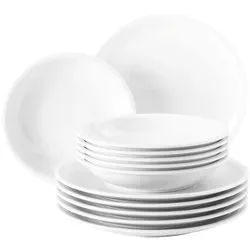 Tafelservice SELTMANN WEIDEN "Geschirr-Set Compact", weiß, 12 tlg., Porzellan, Geschirr-Sets, Geschirr-Set, Teller, weiß, 12 Teile, für 6 Personen