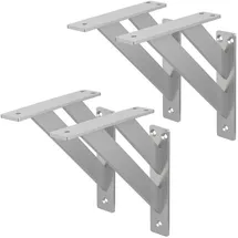 ML-Design 4 Stück Regalhalterung 180x180 mm, Silber, Aluminium, Schwebende Regalhalterungen, Regalwinkel, Regalbodenträger Regalträger Regal-Konsole