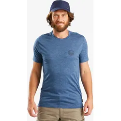 Merinoshirt Herren kurzarm Backpacking - Travel 500 blau M