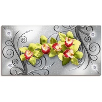 Artland Wandbild »Grüne Orchideen auf Ornamenten«, Blumenbilder, (1 St.),