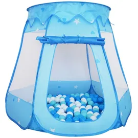 Relaxdays Bällebad Polyester Blau mit 100 Bällen 95 cm x 118 cm x 118 cm