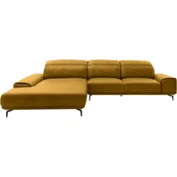Musterring Wohnlandschaft MUSTERRING "MR 2490 Ecksofa mit erstklassigem Sitzkomfort, Long-Life-Leder", gelb (kurkuma, s), B:342cm T:207cm, Sofas, Wohnlandschaft, Fuß schwarz, Sitzhöhe 48cm, wahlweise mit Funktionen, Maße 342x207 cm
