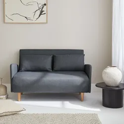 2-Sitzer-Sofa - Panam - Schlaffunktion - Füße dunkles Holz, dunkelgrau, Bank, verstellbare Rückenlehne