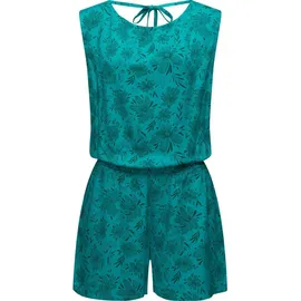 Ragwear Jumpsuit Zella schicker, kurzer Damen Overall mit floralem Print blau L (40)
