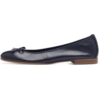 TAMARIS Ballerina 1-22116-41 805 normal - 36, blau, Leder, unifarben, klassisch, Schuhe, Flats, Slipper, Businessschuh mit dekorativer Schleife Gr.