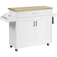 Goplus Servierwagen mit Schublade & Schrank, Rollbarer Küchenwagen, Beistellwagen
