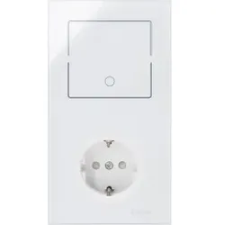 Kopp 851512011 HKi8 - Kombination Schalter-Schutzkontakt-Steckdose, eckig, Farbe: weiß