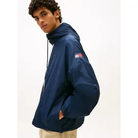 Tommy Hilfiger Windbreaker TOMMY JEANS "CHICAGO FLAG", Herren, Gr. XXL, schwarz night navy, Web, Obermaterial: 100% Polyester, unifarben, regular fit normal, Rundhals, eingesetzt elastischer Bund, Jacken Windbreaker, Regular fit mit Kapuze